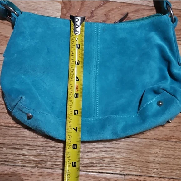 Appleseed"sTeal Suede Shoulder Bag - Picture 5 of 7